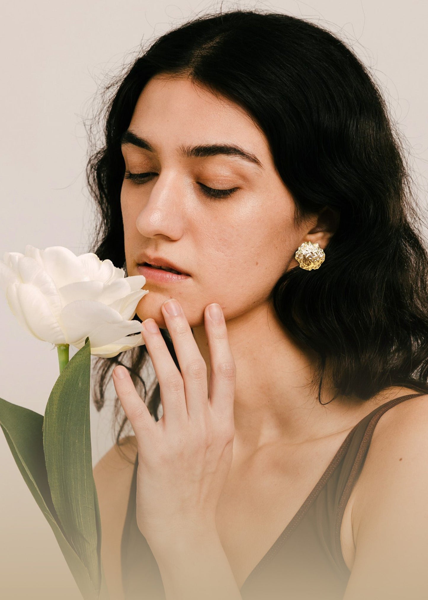 boucles d'oreilles noix dorés Lyria Mont